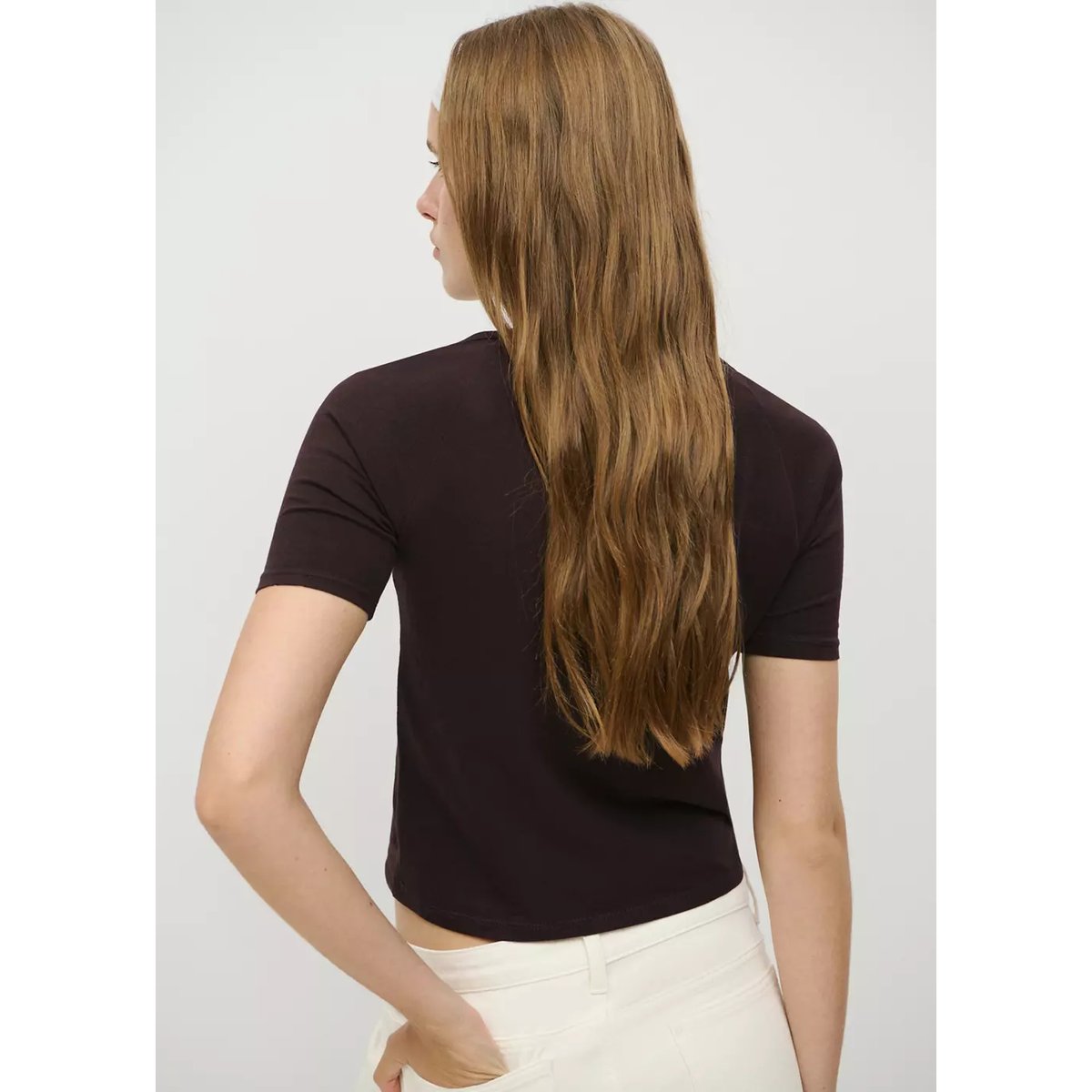 T-shirt détail clous marron, MANGO TEEN