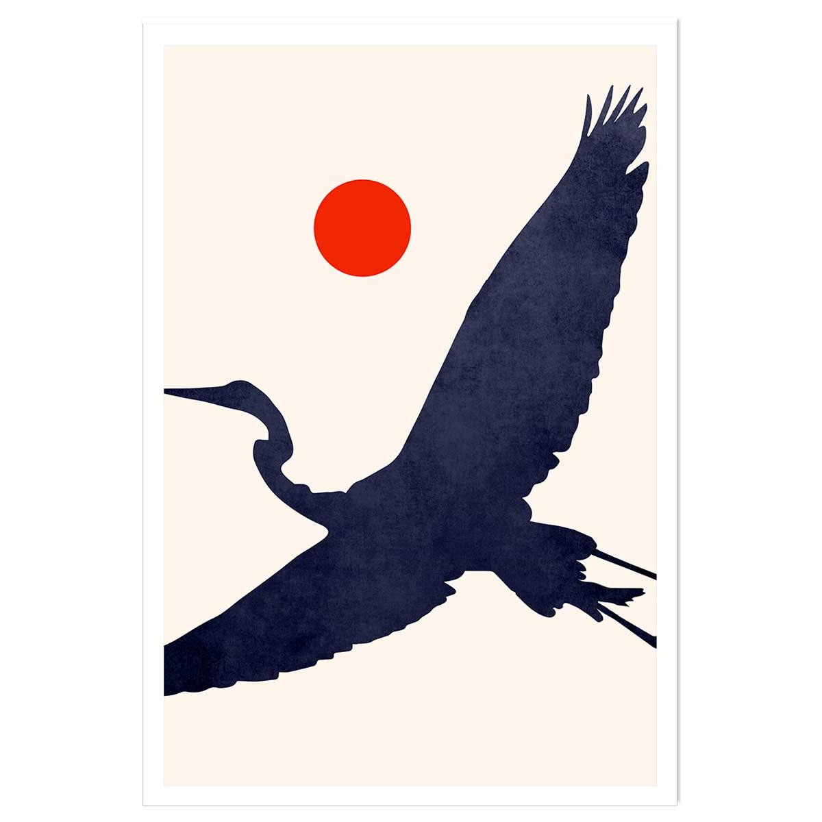 Affiche paysage Grue au soleil levant affiche seule, HEXOA