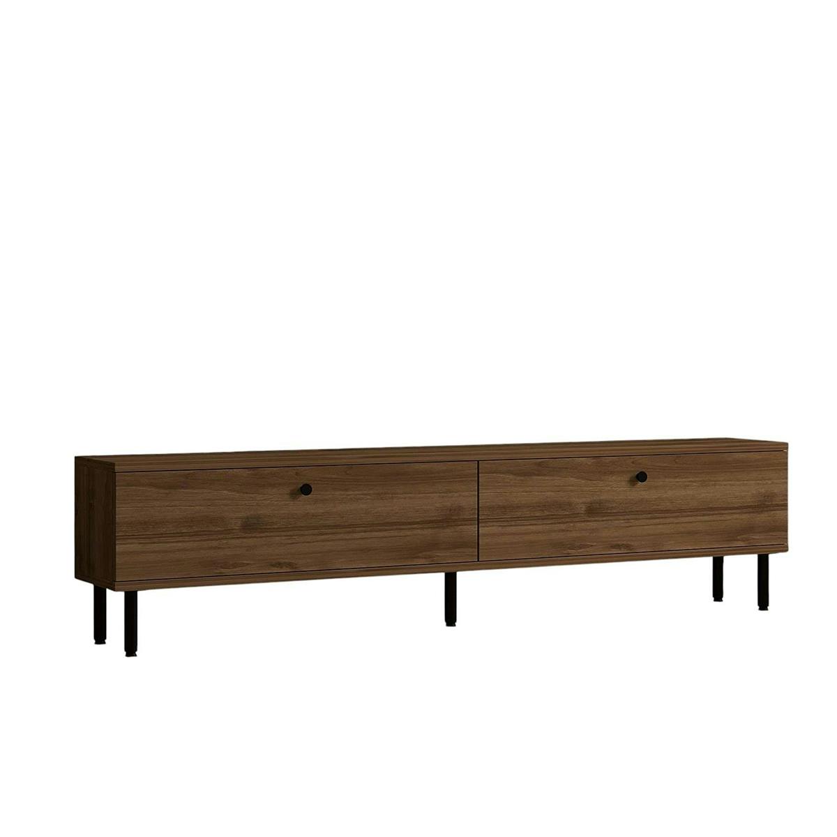 Meuble TV moderne 2 portes effet bois foncé JENA bois naturel, PIER IMPORT