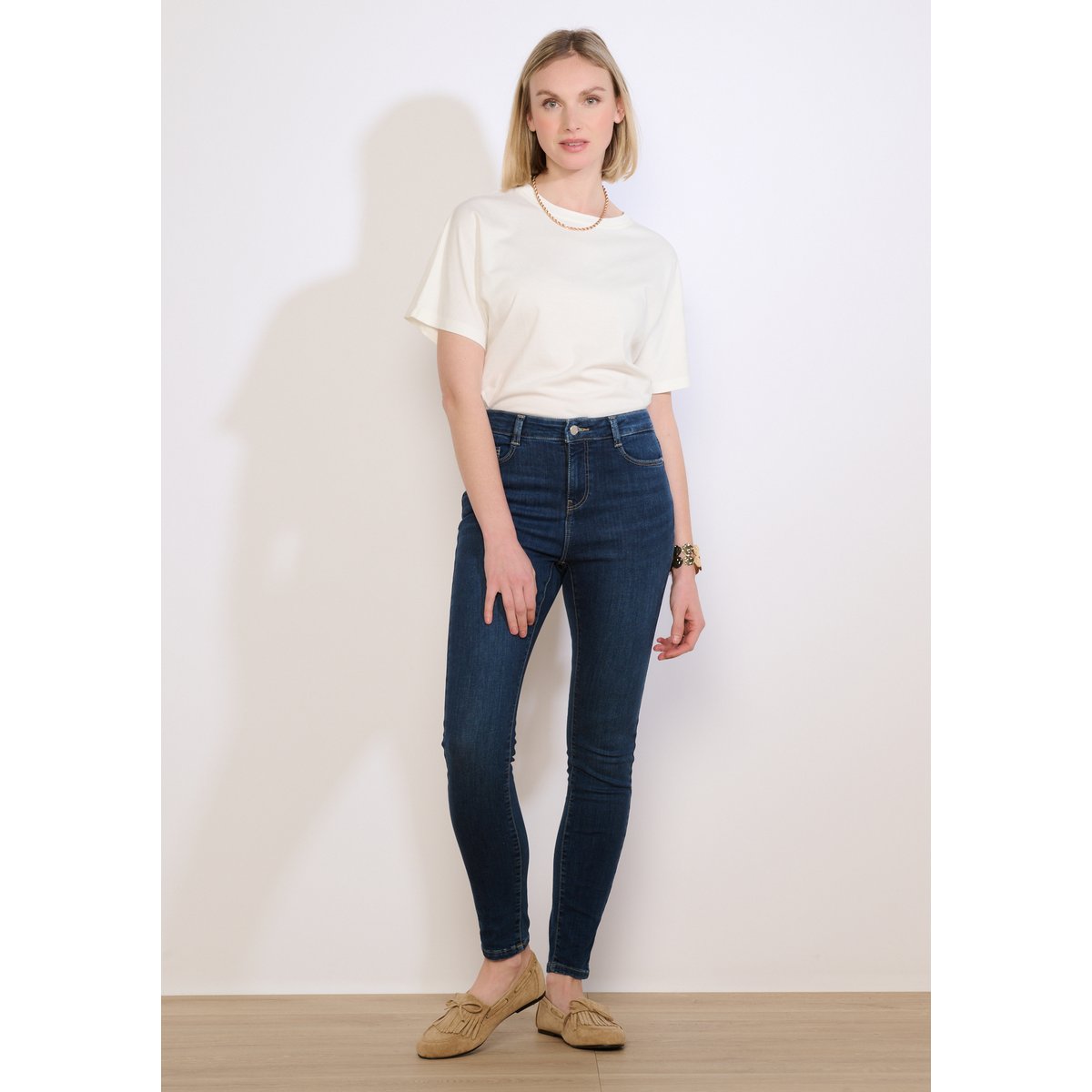 Jean skinny taille haute dark blue, LOLALIZA