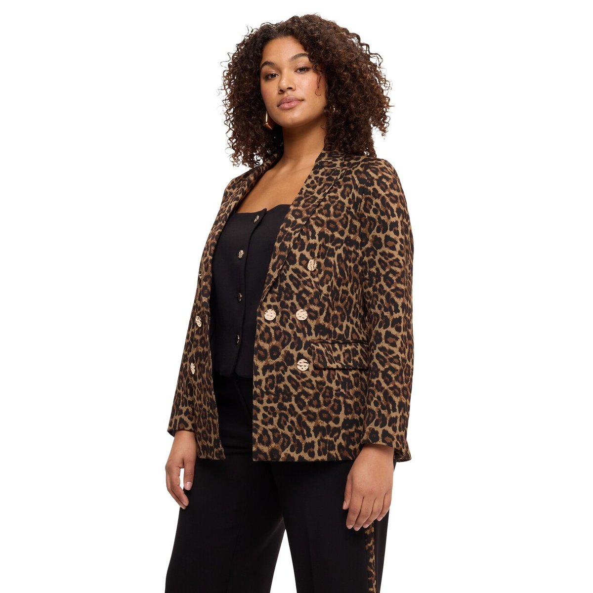 Blazer croisé imprimé marron, FIORELLA RUBINO