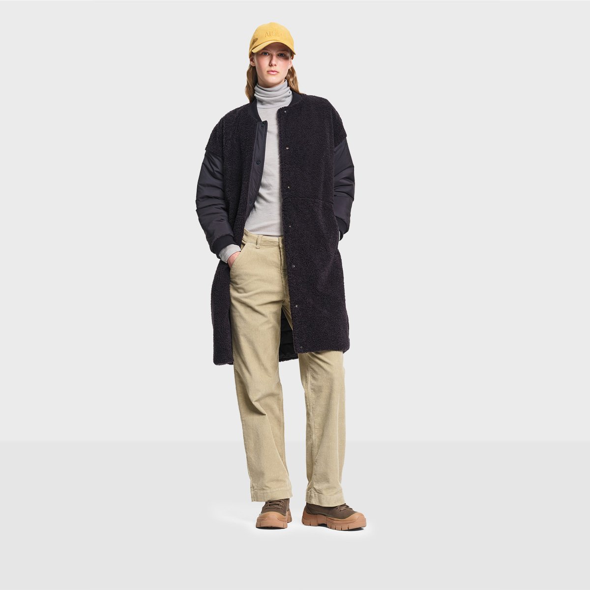 Manteau long réversible sherpa oversize noir, AIGLE
