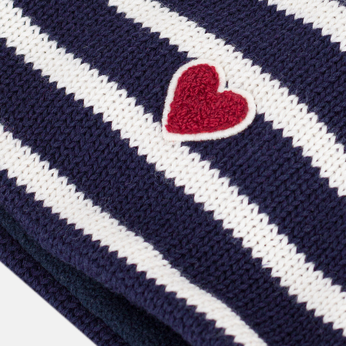 Snood en tricot, doublé polaire bleu marine rayé, PETIT BATEAU