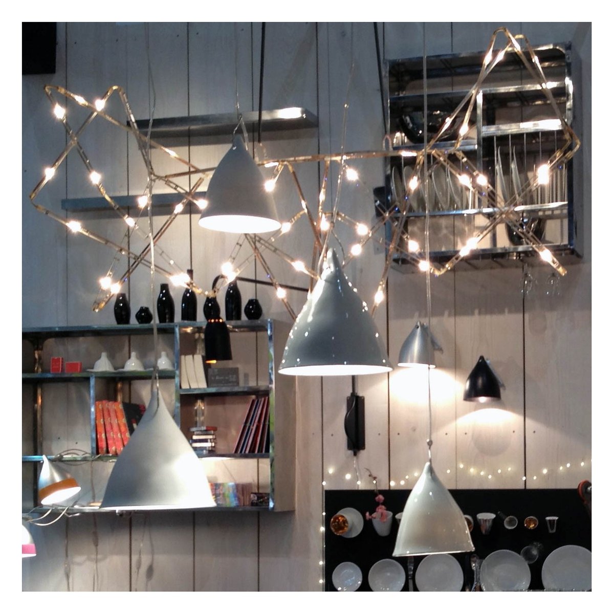 Lampe Cornette Suspendue Porcelaine blanc brillant, TSE ET TSE ASSOCIÉES
