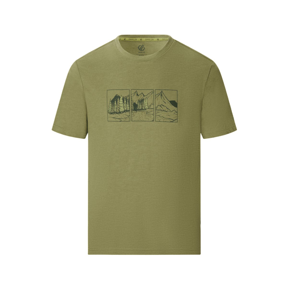T-shirt manches courtes motif/style scène de montagne MOVEMENT vert kaki imprimé, DARE 2B