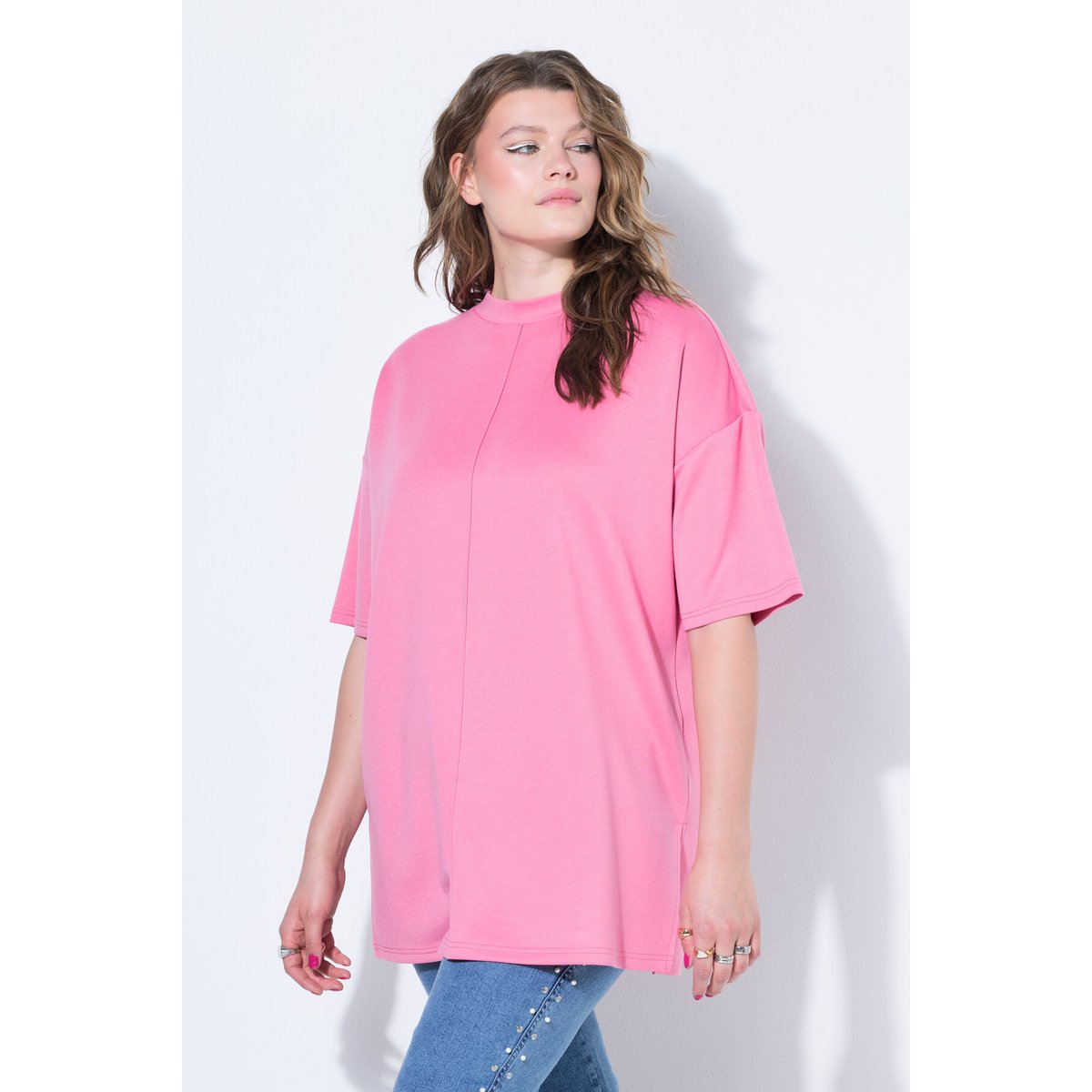 T-shirt oversize en jersey scuba rose vif, STUDIO UNTOLD