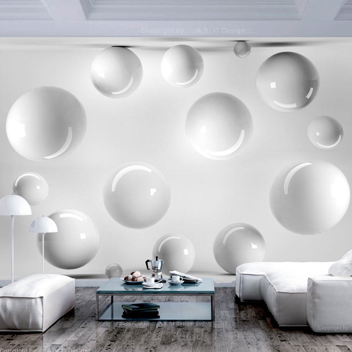 Papier peint intissé panoramique 3D et Perspective Balls noir, EDEN