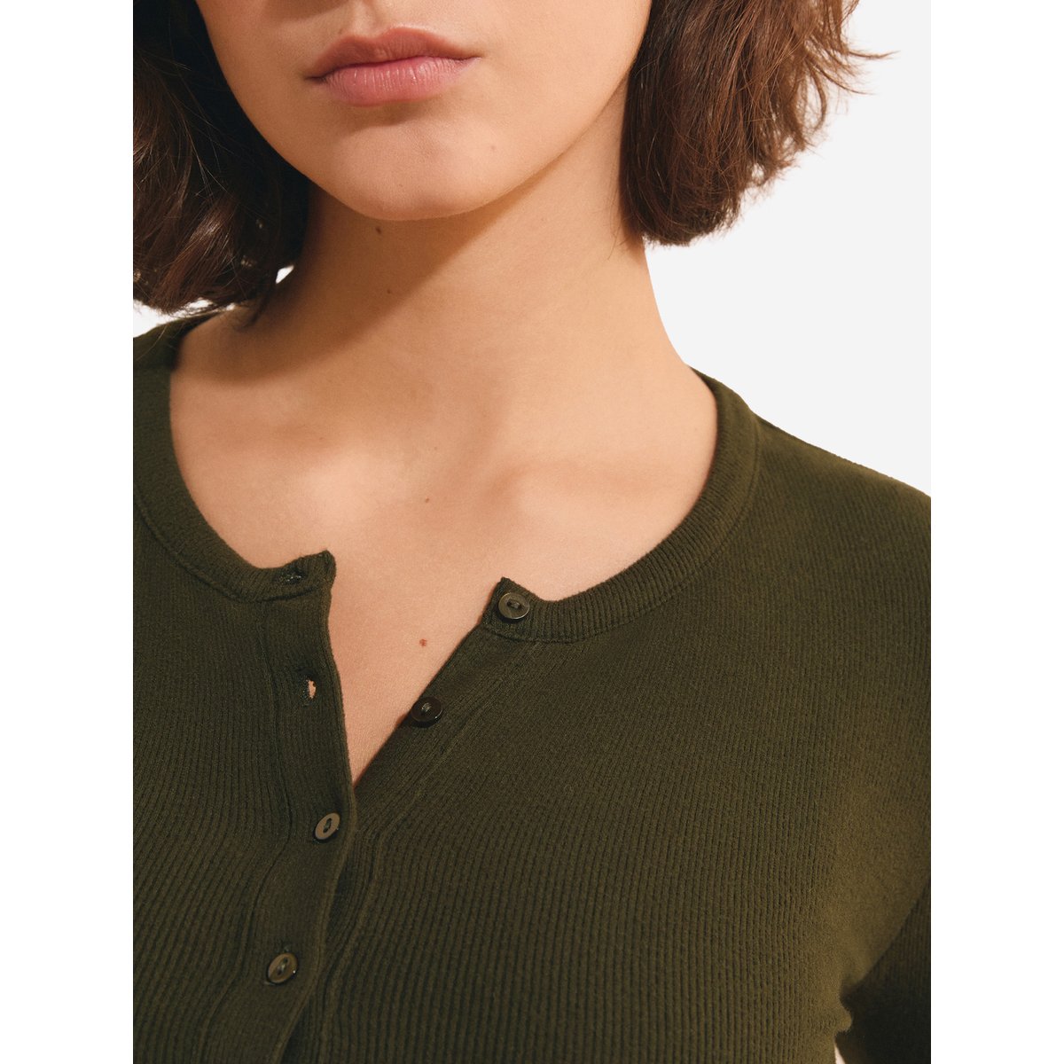 T-shirt avec boutons HELINE kaki olive, ETAM