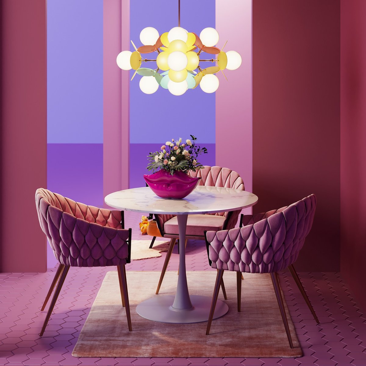 Table ronde en marbre minéral, VENETO blanc, KARE DESIGN