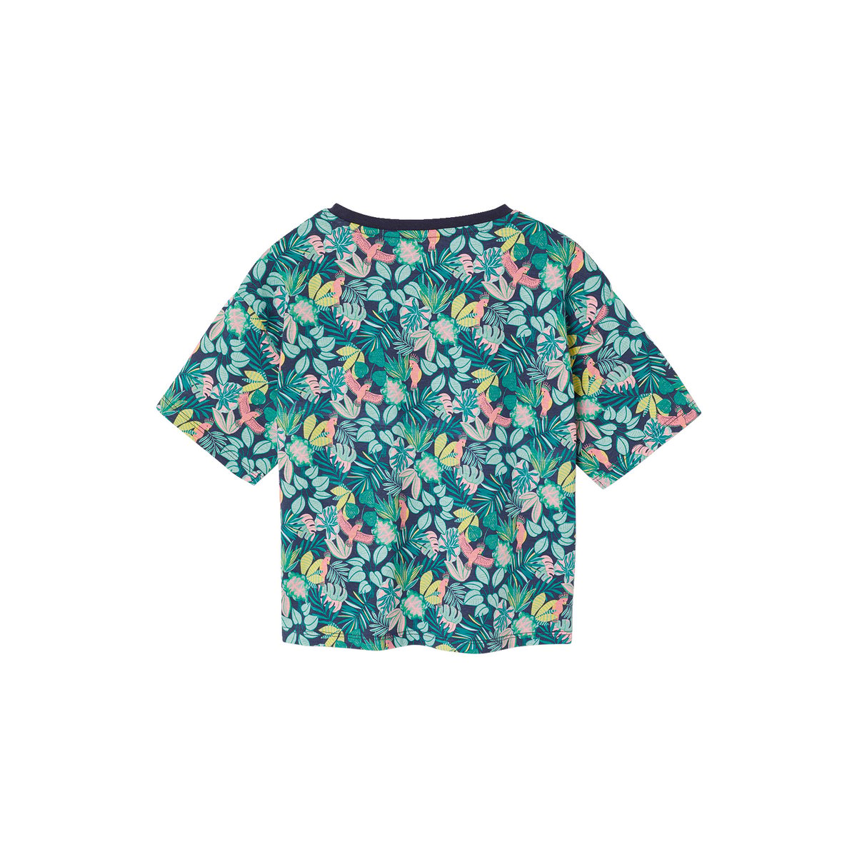 T-shirt manches courtes tropical à nœud marine, VERTBAUDET
