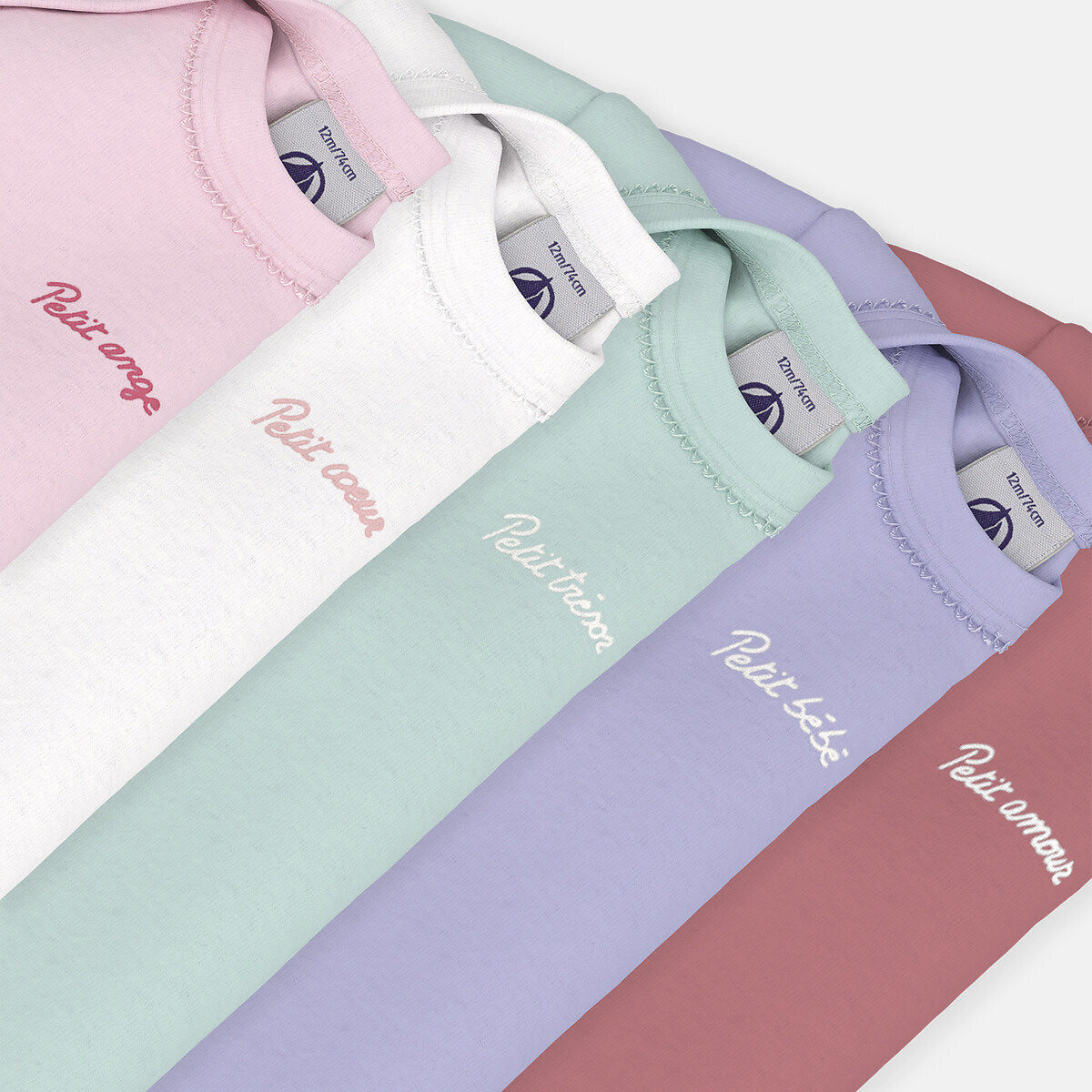 Lote de 5 bodies de mangas compridas multicolor, PETIT BATEAU