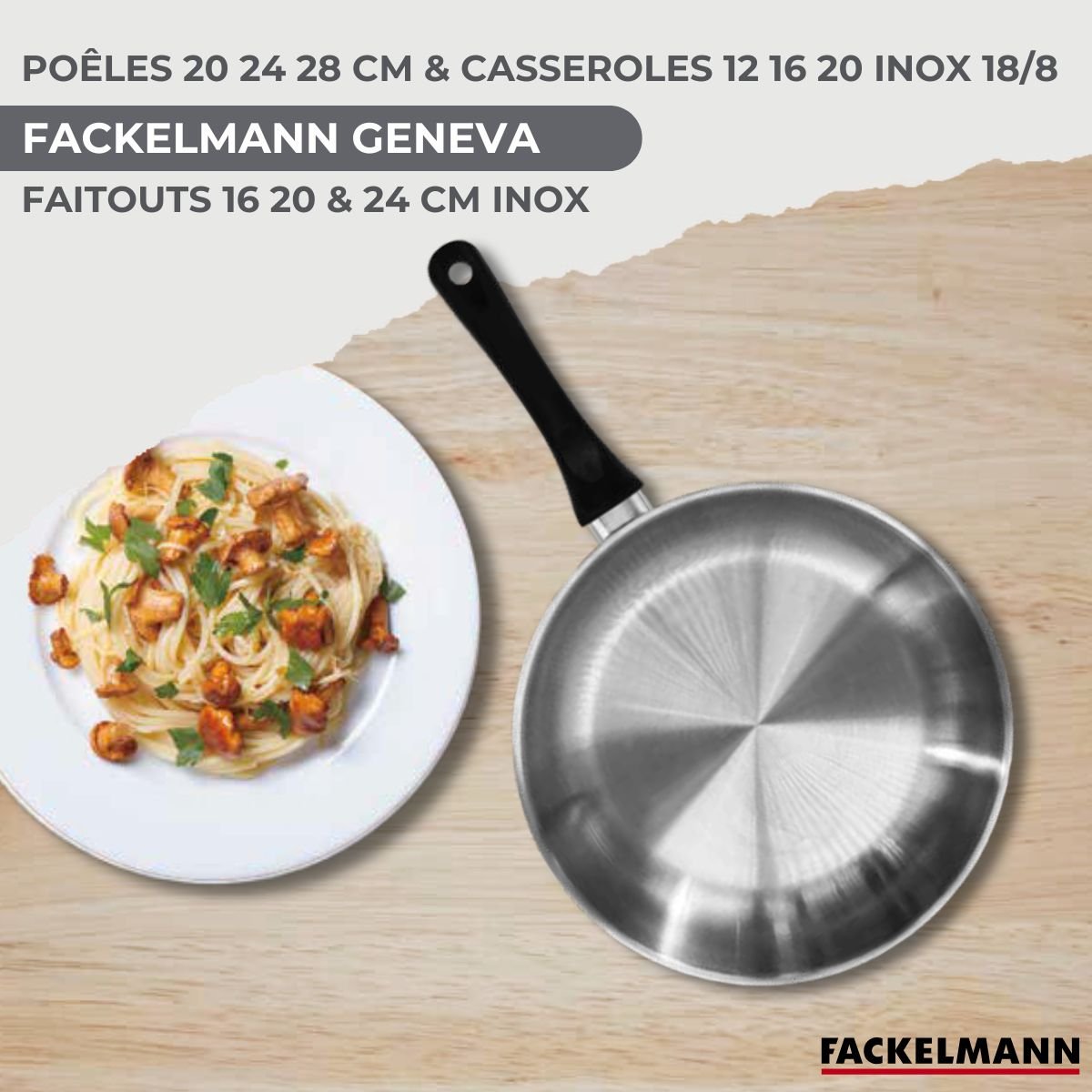 3 faitouts 16/20/24cm + 3 casseroles 12/16/20cm BRILLANT inox|noir, FACKELMANN