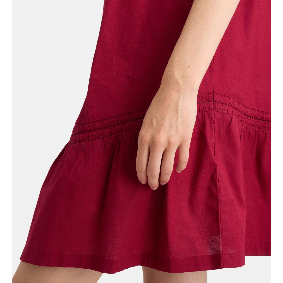 Robe courte fauve ruch coton rouge grenade, GALERIES LAFAYETTE