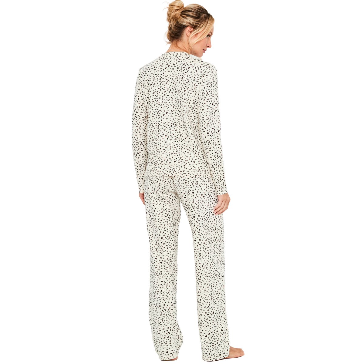 Pyjama pantalon top manches longues Wild Calm ivoire, SELMARK