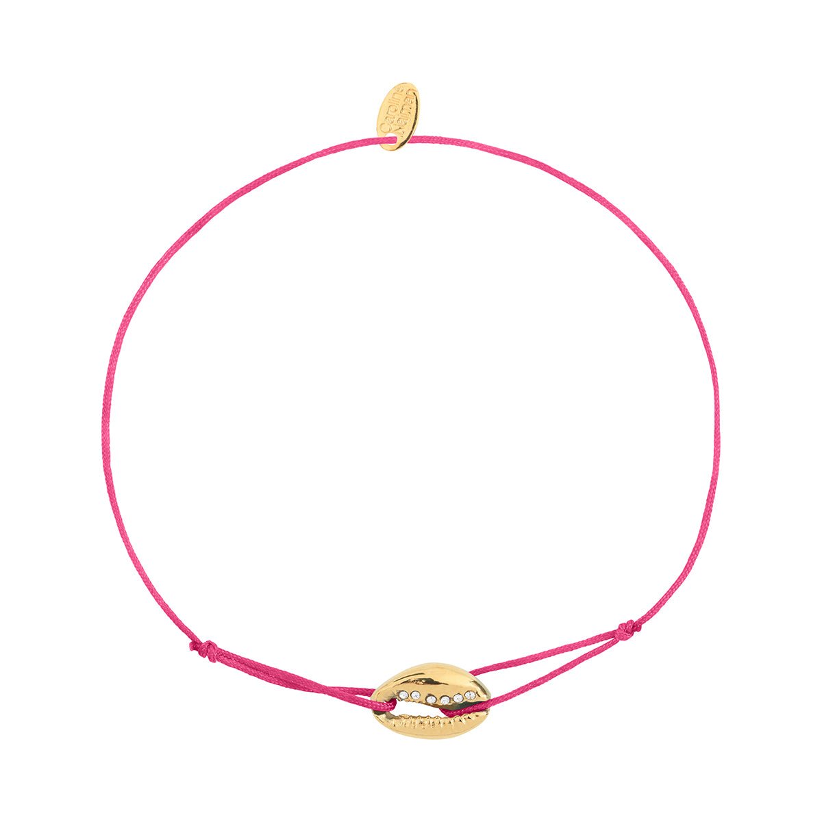 Bracelet cordon cauri fuchsia blanc, CAROLINE NAJMAN