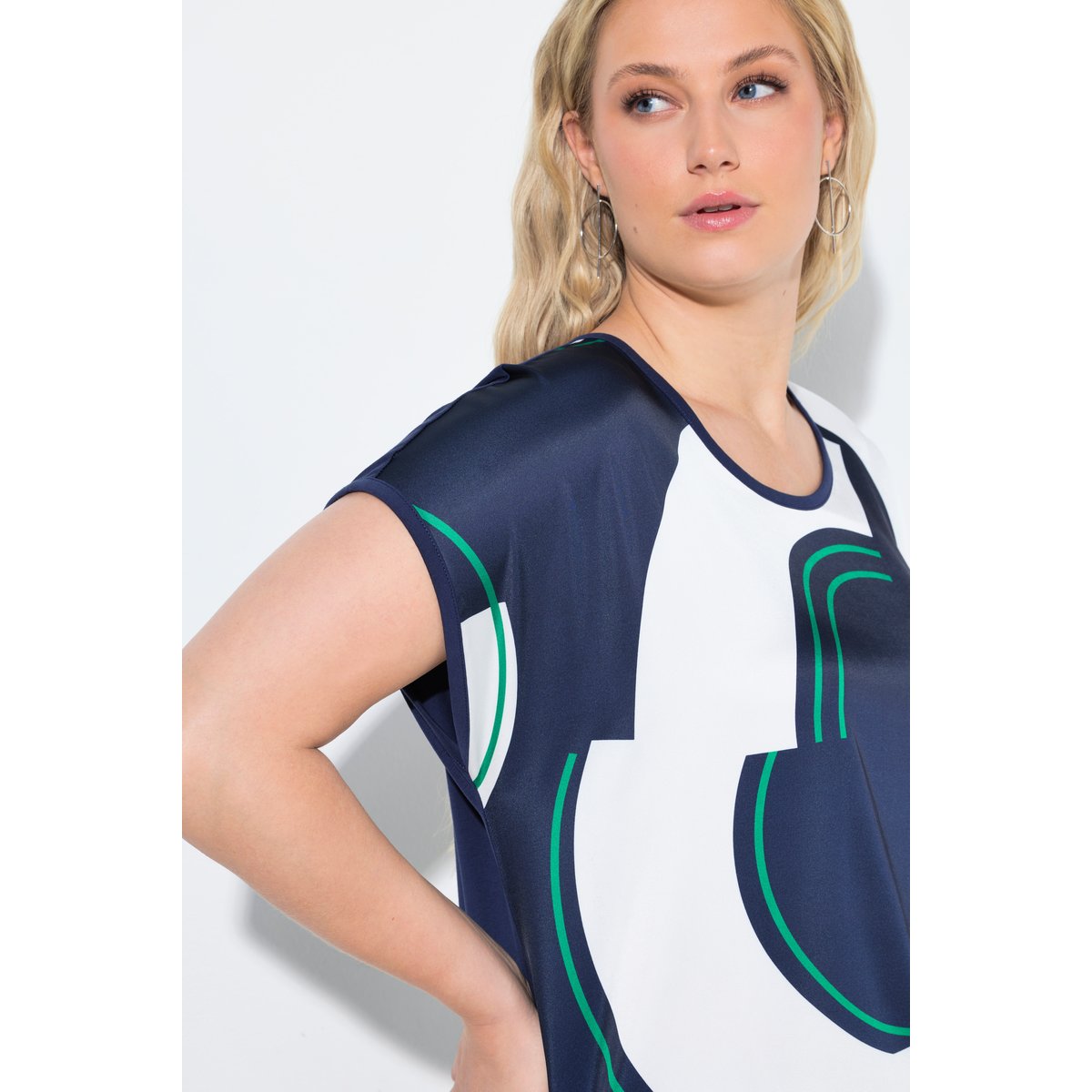 T-shirt motif cercles, coupe oversize marine, ULLA POPKEN