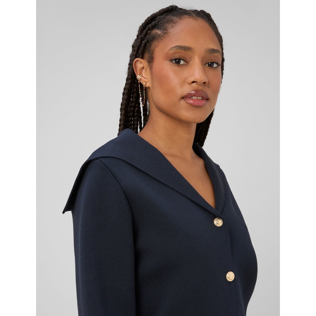 Cardigan à boutons bleu foncé, BZB