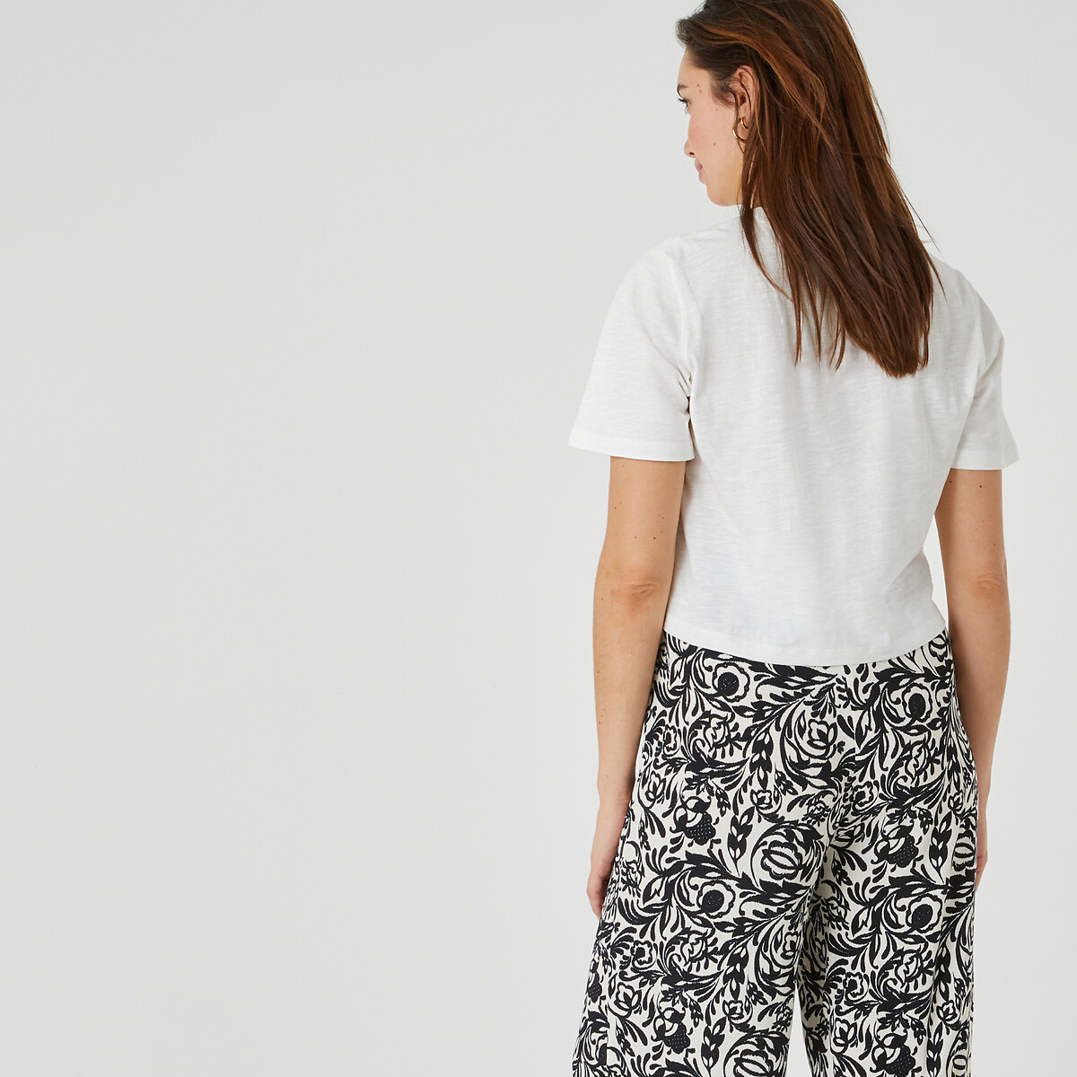 Tie-Front Maternity T-Shirt in Cotton with Crew Neck white, LA REDOUTE COLLECTIONS
