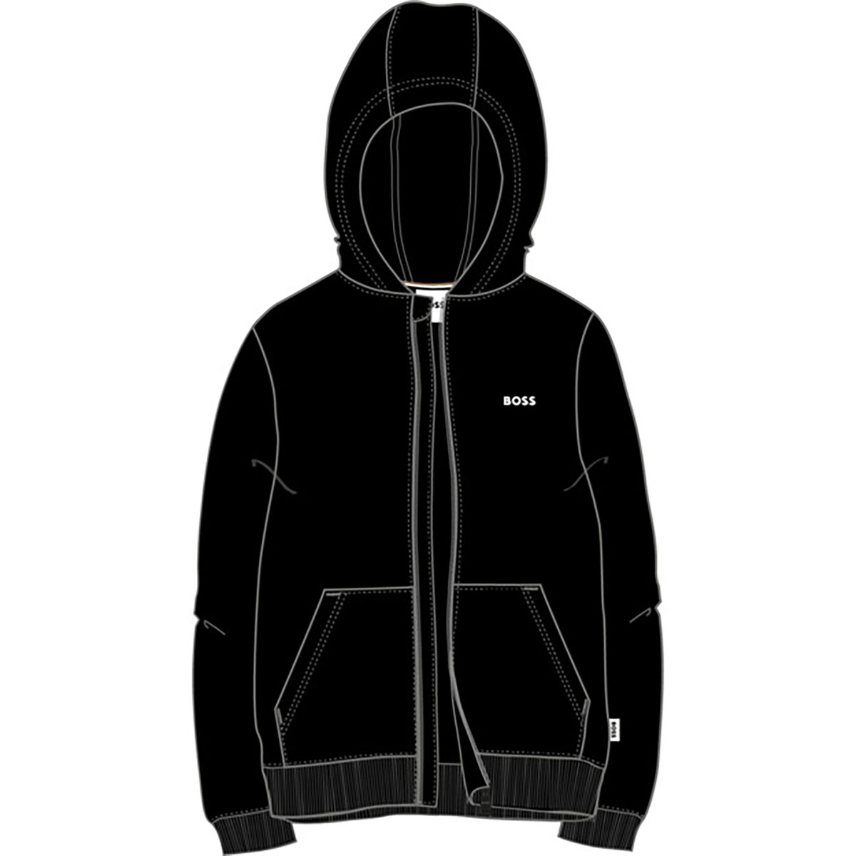 Sweat à capuche zippé black, BOSS KIDSWEAR