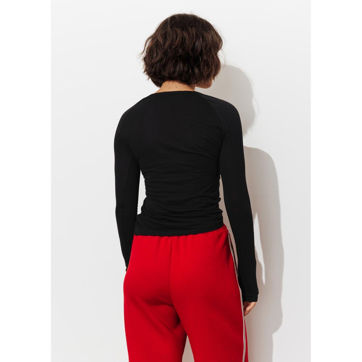 T-shirt fin manches longues noir, PROMOD