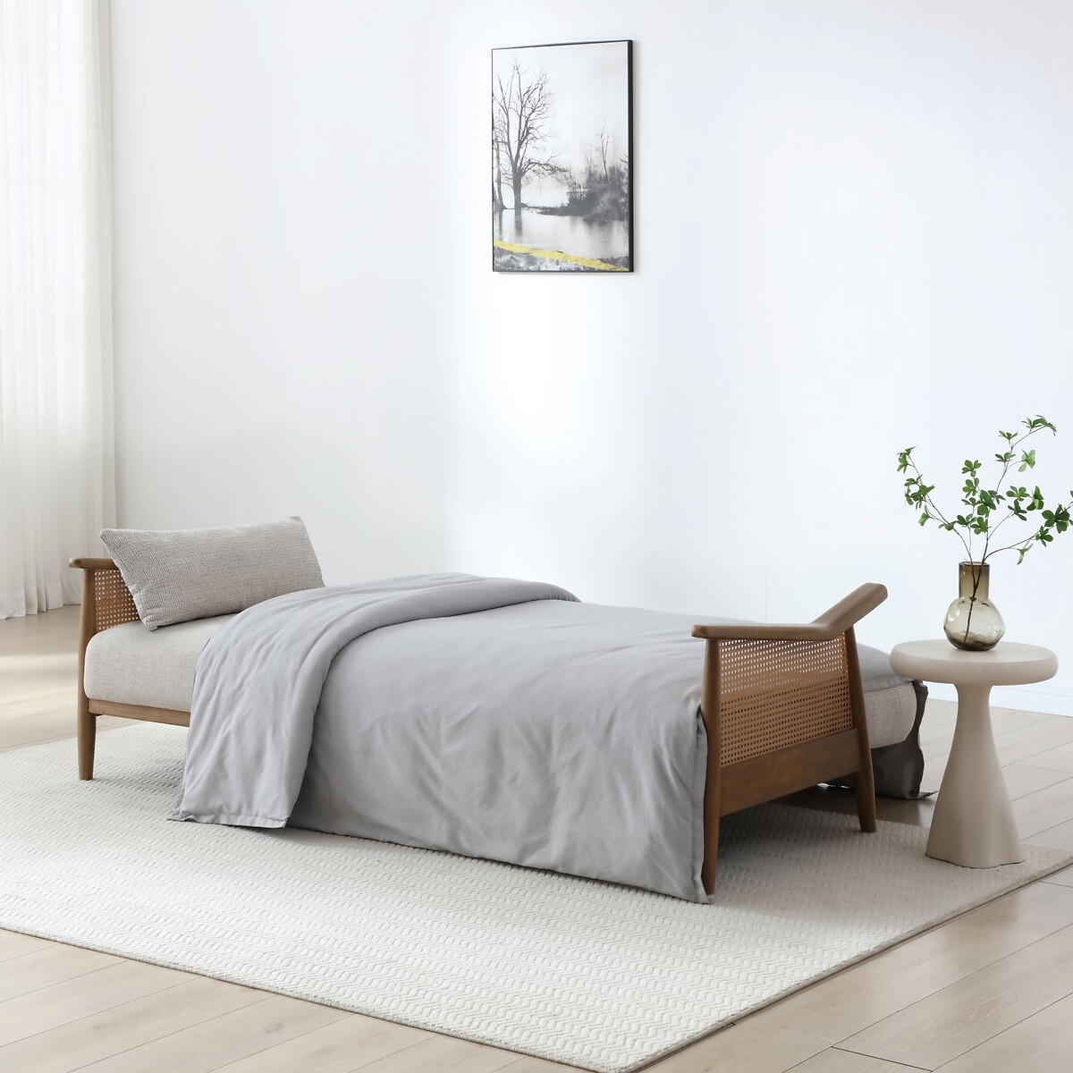 Ziva Chenille 3-Seater Sofabed with Rattan Arms natural, ÉDITÉ