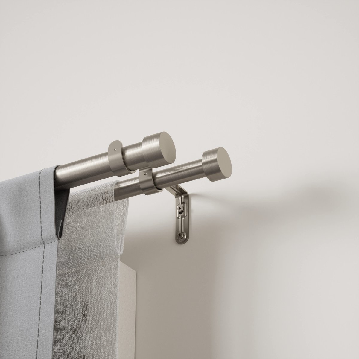 Tringle à rideaux double extensible Cappa argent, UMBRA