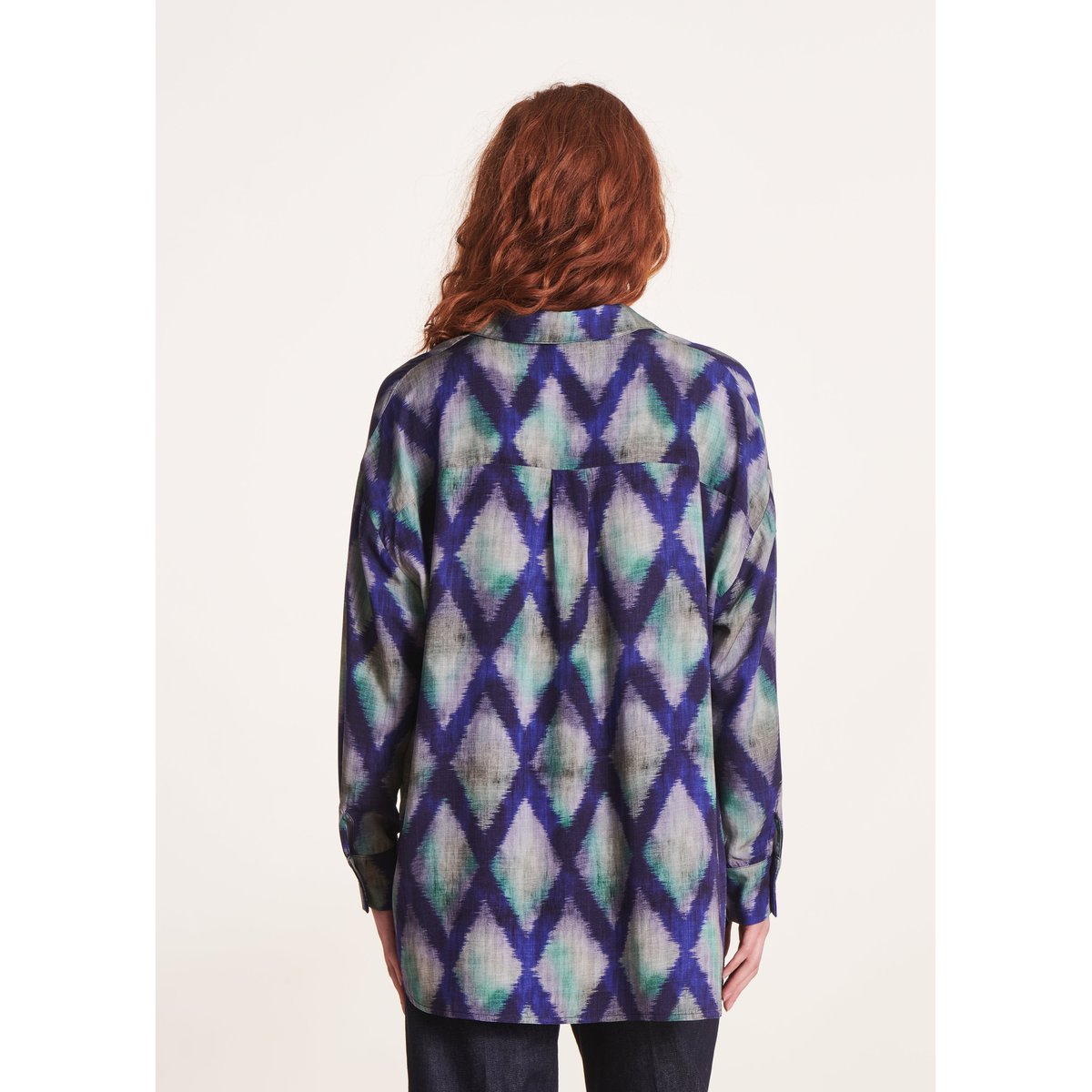 Top oversize à imprimé bleu, LA FEE MARABOUTEE