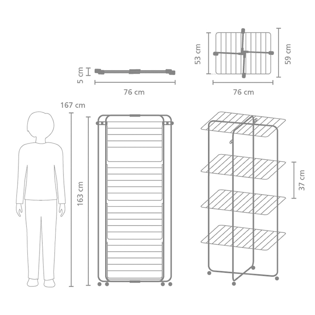 HangOn Tower Drying Rack, 30 metres white, BRABANTIA