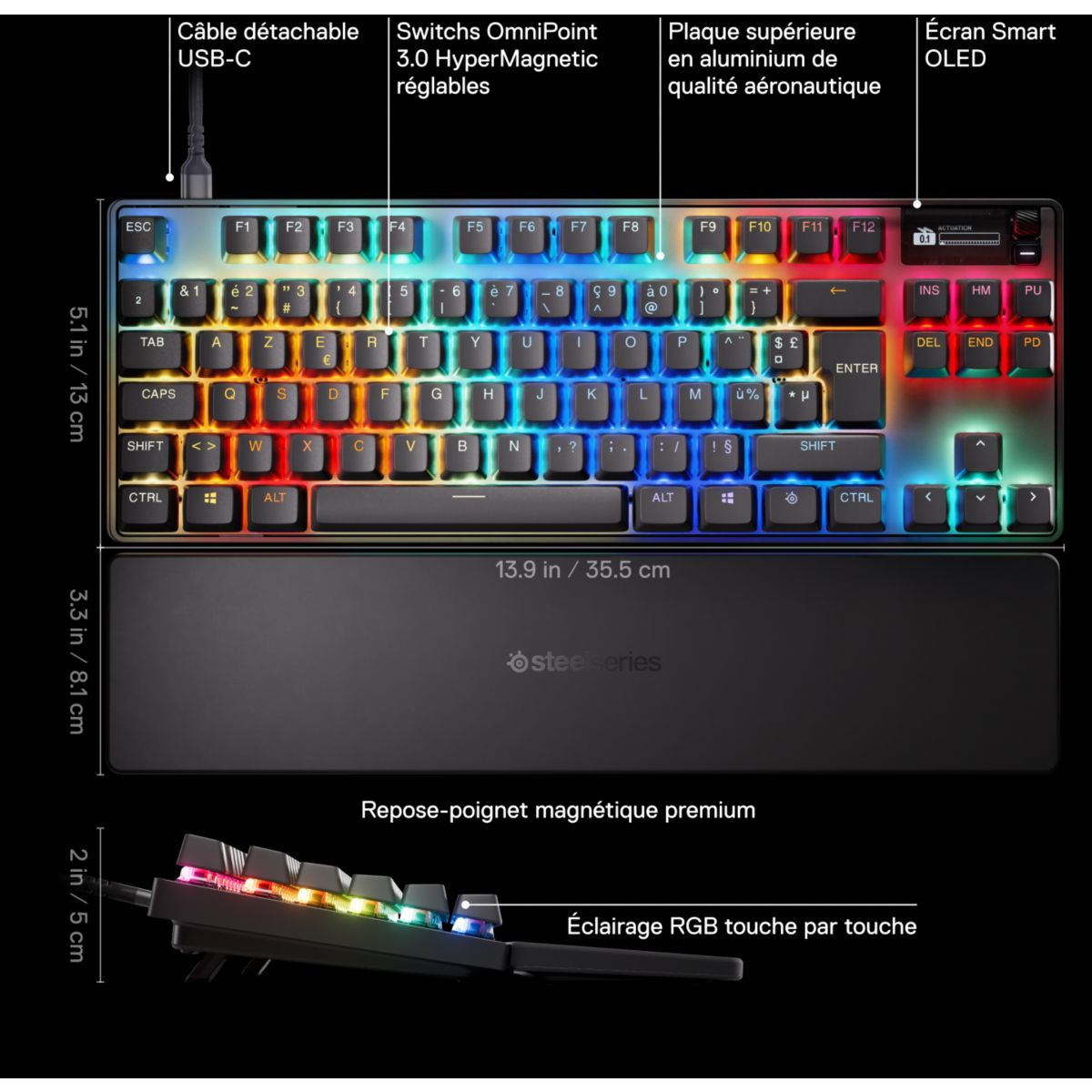 Clavier gamer APEX PRO TKL GEN 3 - FR couleur unique, STEELSERIES