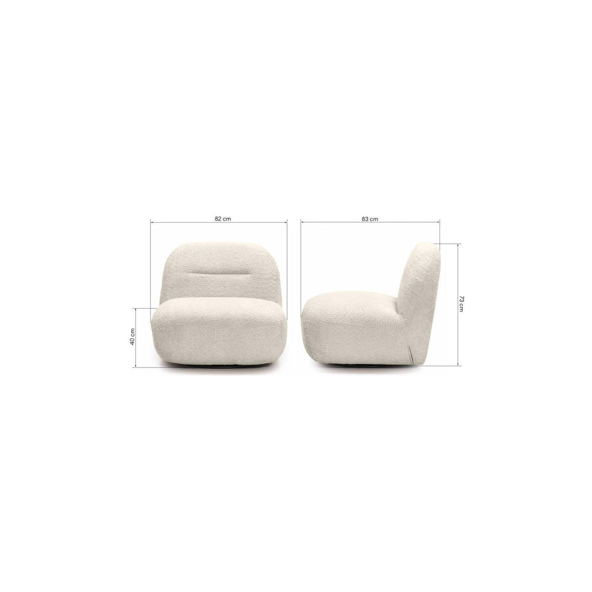 Fauteuil lounge pivotant collection BOCHIC crème, RECOLLECTION
