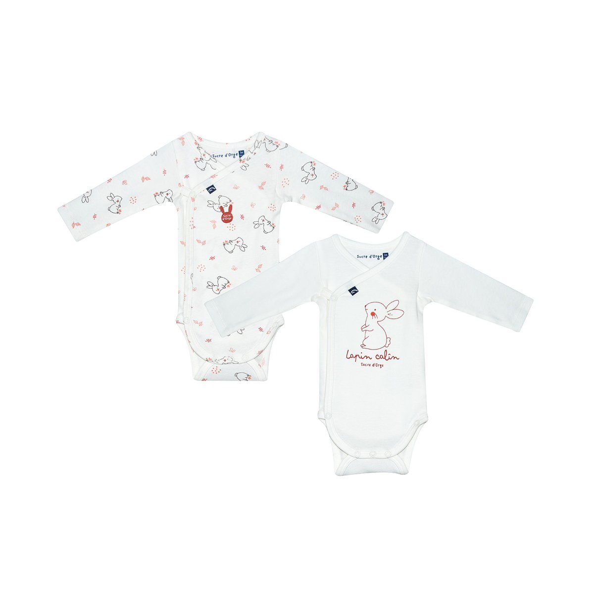 Lot de 2 bodies leonin ouverture devant naissance beige, SUCRE D'ORGE