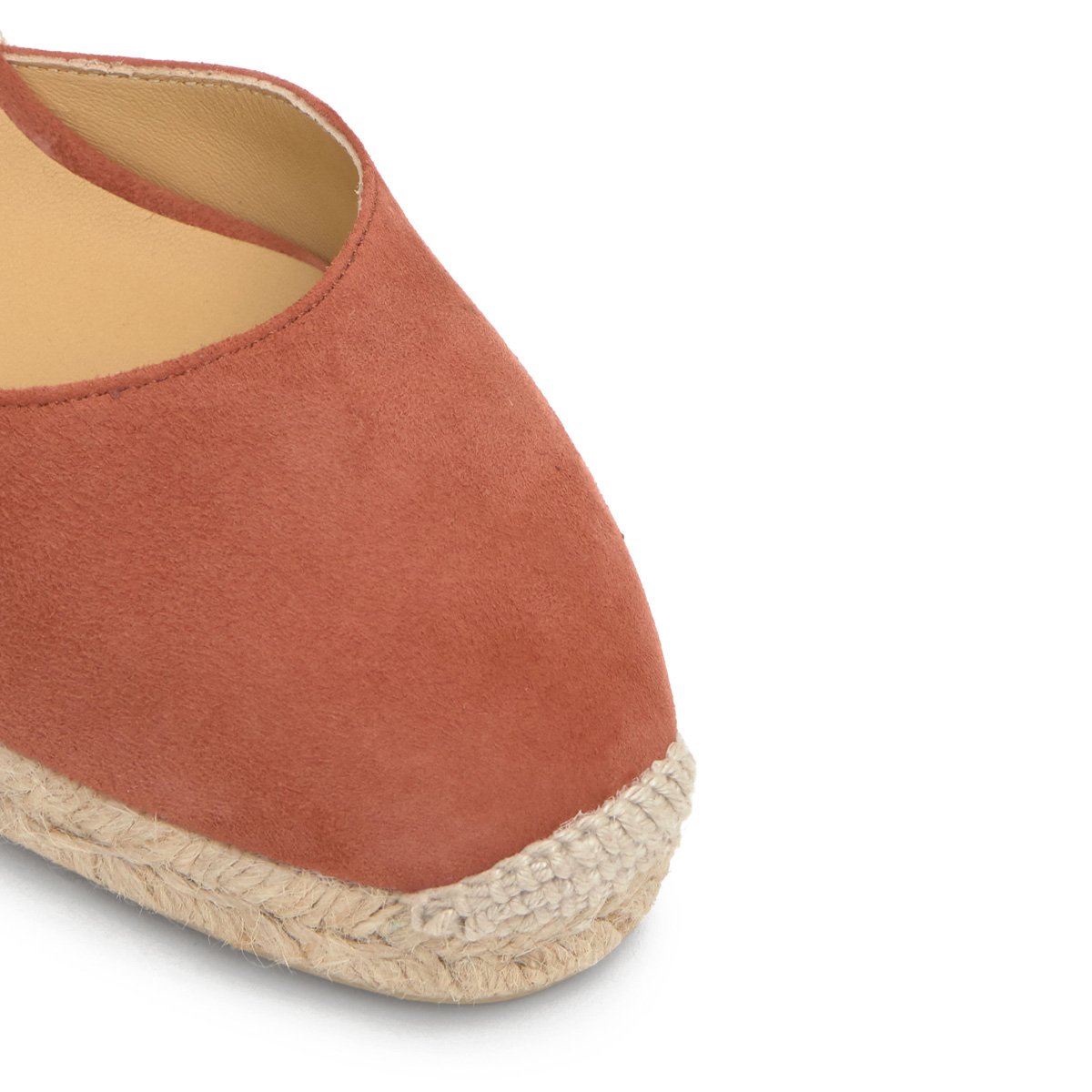 Espadrilles compensées en daim à lacets avec plateforme tressée CARINA LIGHT PLATFORM orange foncé, CASTANER