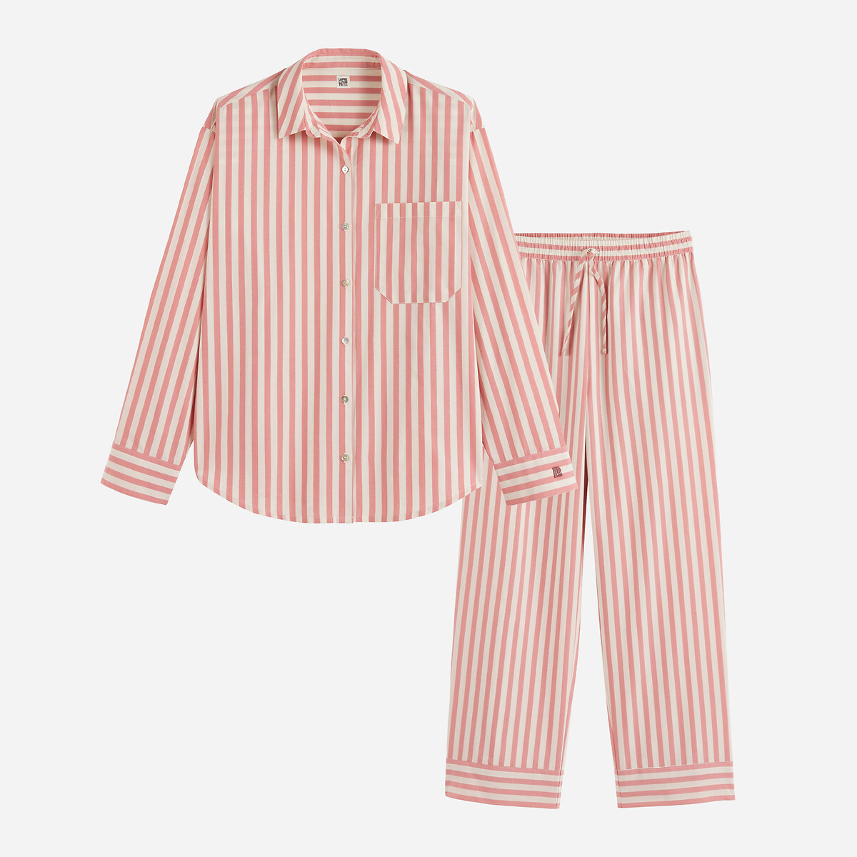 Pijama de rayas en popelín, Signature Carlita rayas rosa, LA REDOUTE COLLECTIONS