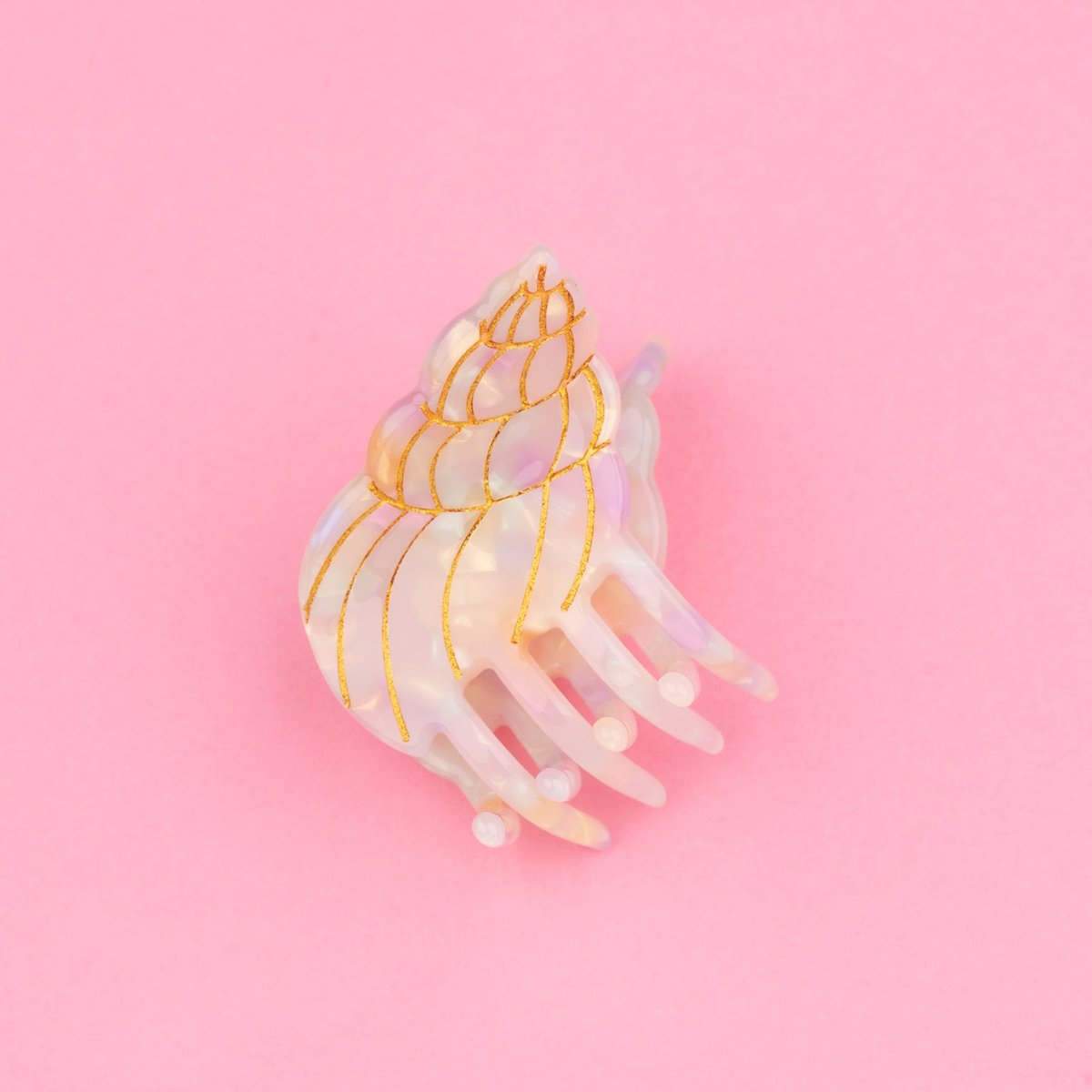 Mini pince à cheveux COQUILLAGE beige irisé, COUCOU SUZETTE
