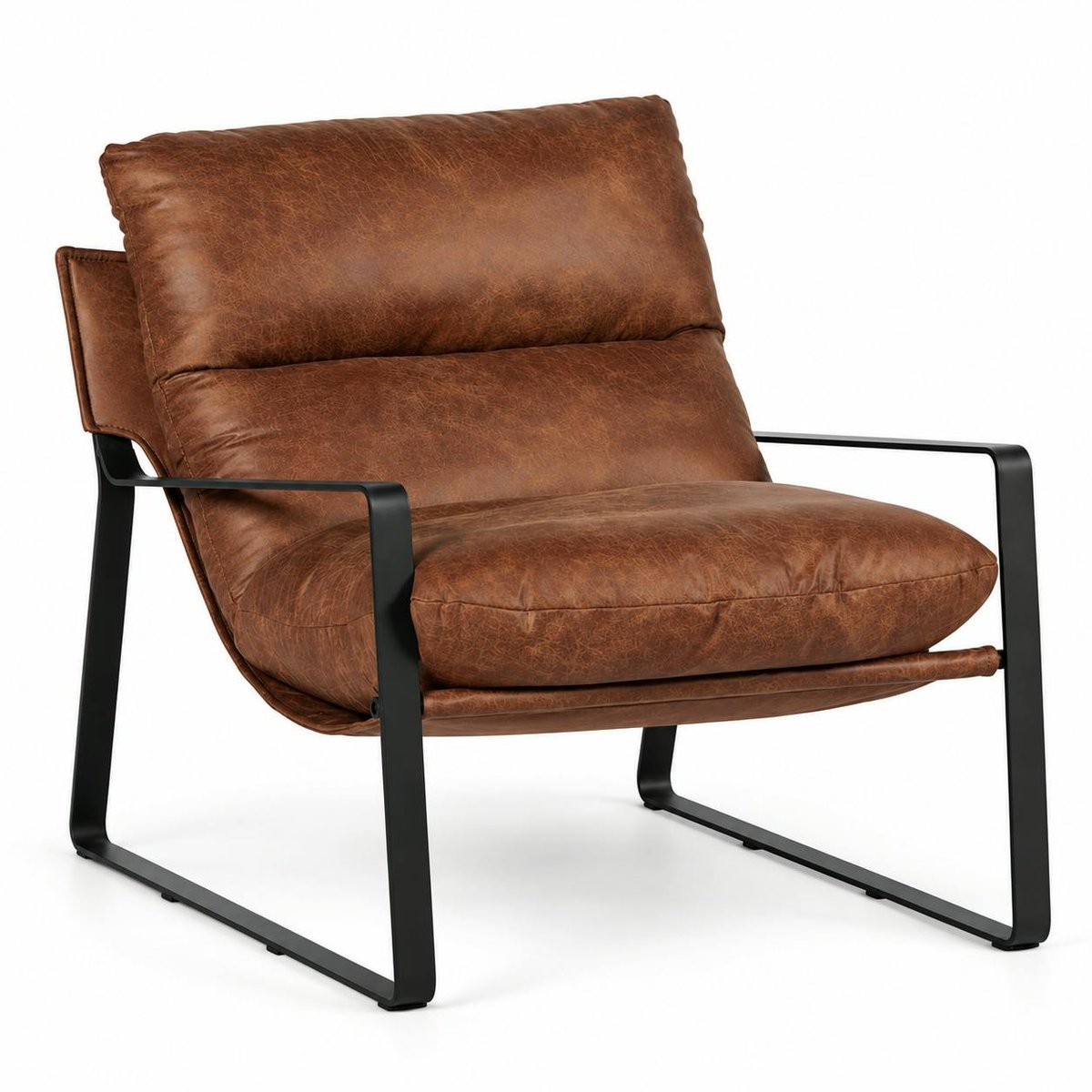 Fauteuil design tissu havane et métal EPIKA marron, PIER IMPORT