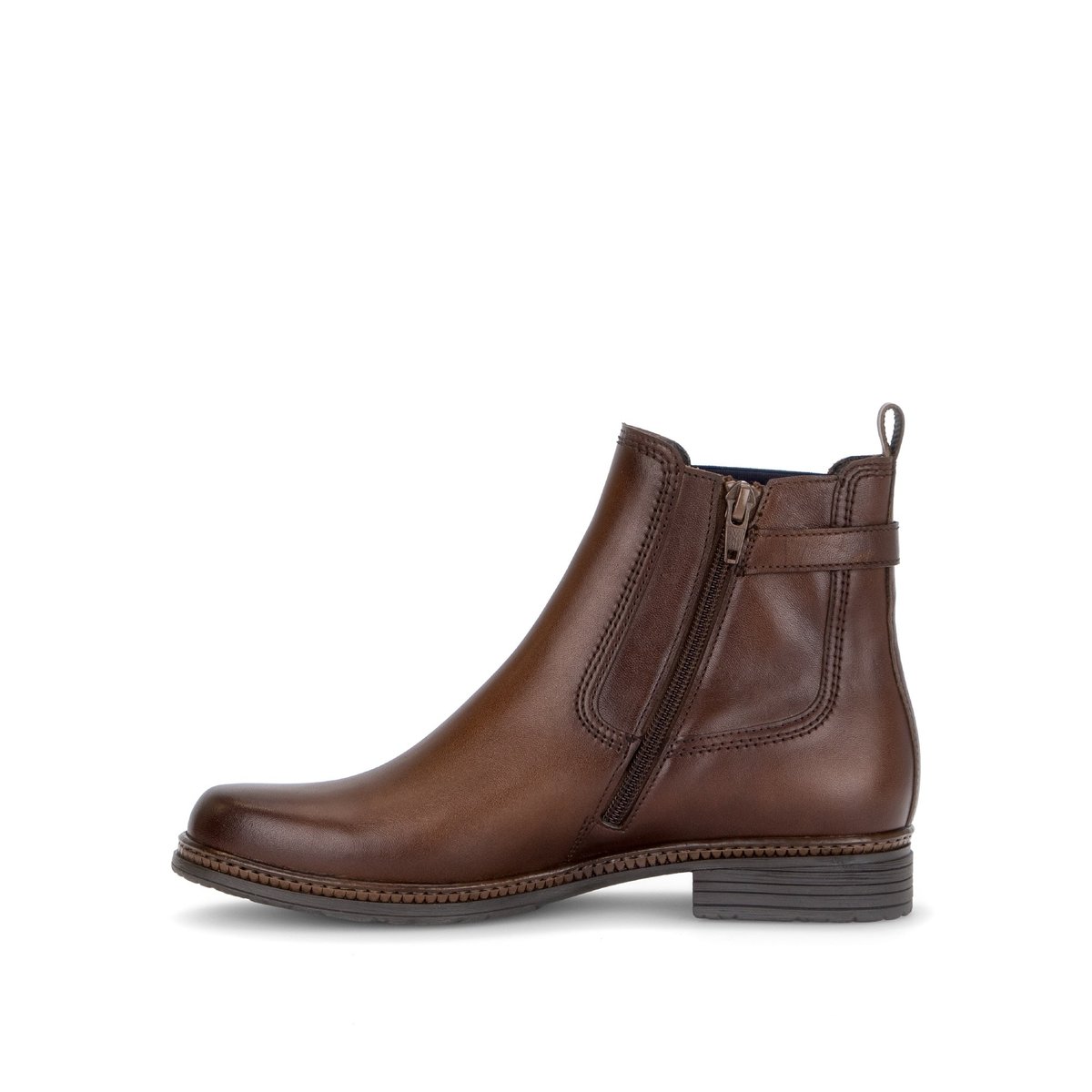 Bottines en cuir lisse à talon décroché cognac, GABOR