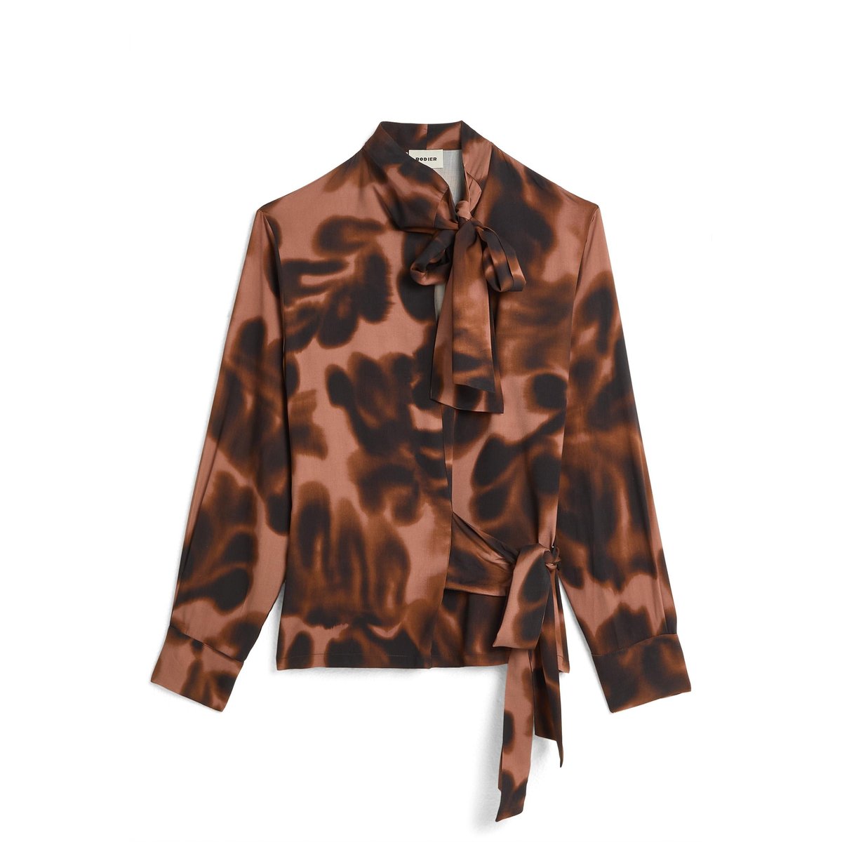 Chemise lavallière imprimée marron, RODIER