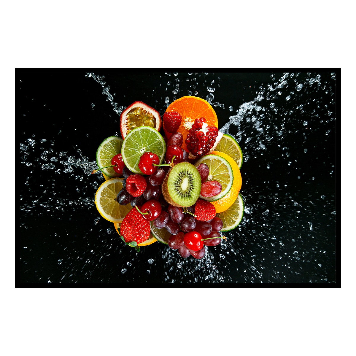 Affiche encadrée jus de fruits colorés affiche + cadre en métal - noir, HEXOA