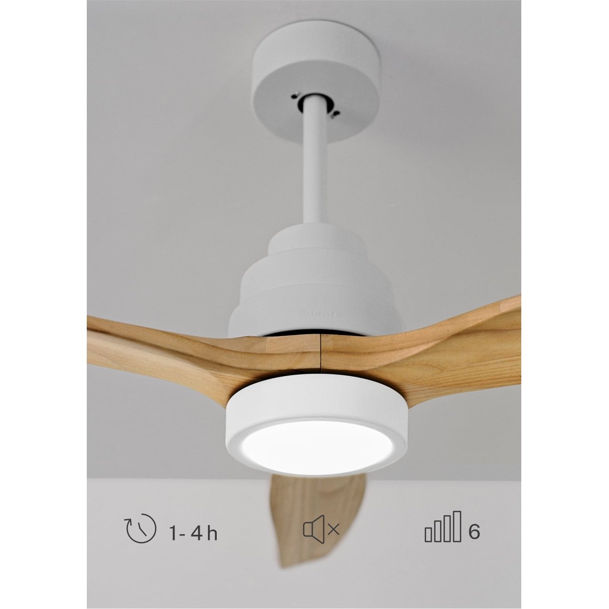 Ventilateur de plafond 40W  avec lumière avec Wi-Fi WIND STYLANCE NATURAL WOOD blanc/bois naturel, CREATE