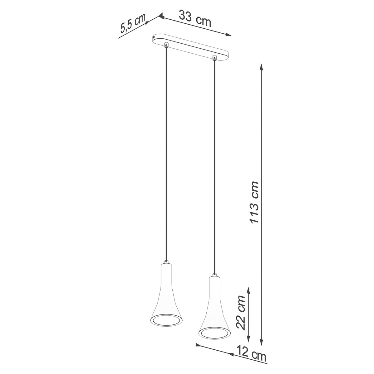 Suspension Béton Gris E14 2 Rea gris, EDEN