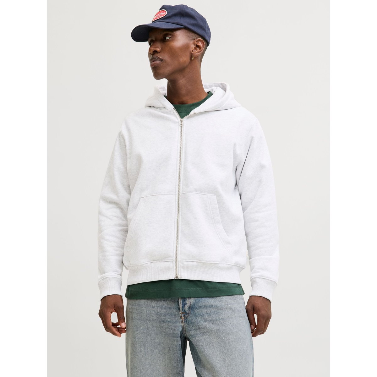 Sweat À Capuche Zippé bright white, JACK & JONES