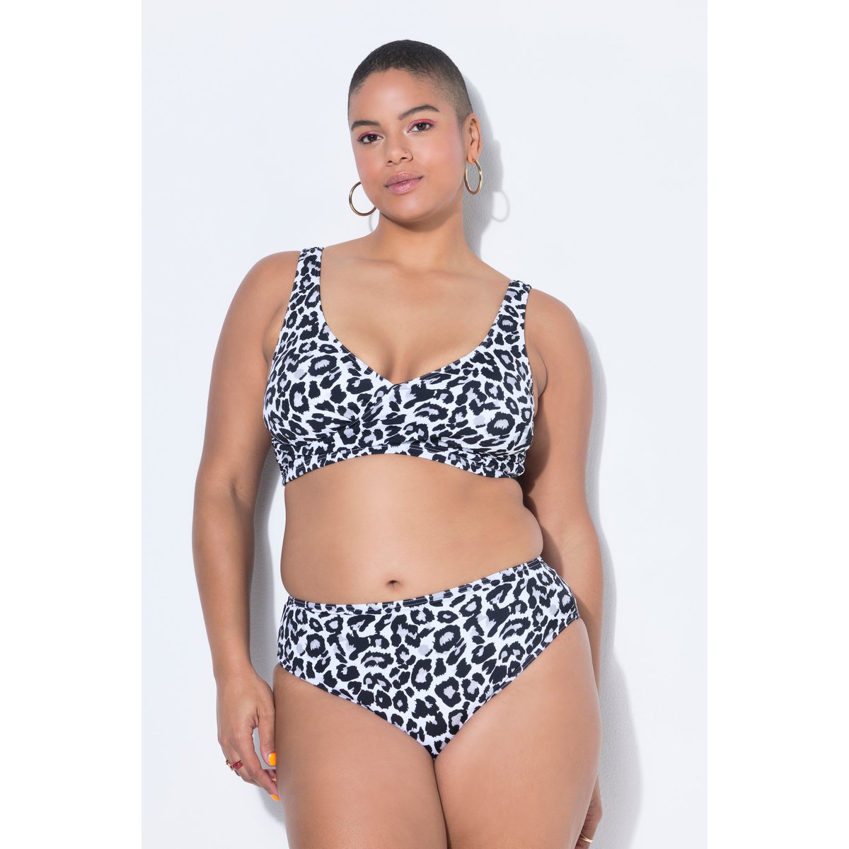 Bas de bikini taille haute, imprimé léopard blanc cassé, STUDIO UNTOLD