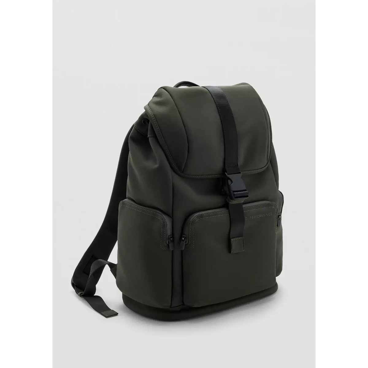 Sac à dos enduit avec fermeture à rabat kaki, MANGO MAN