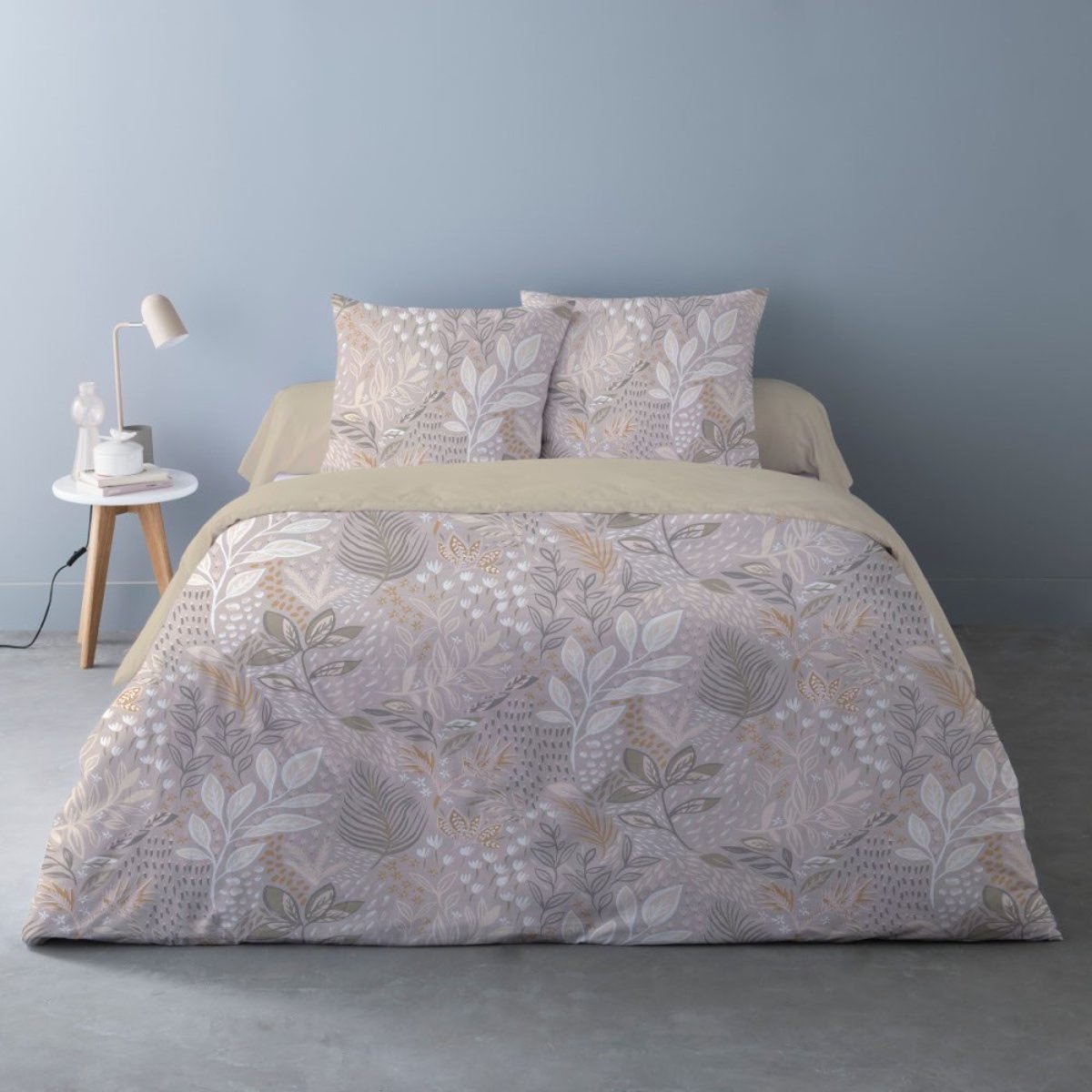 Housse de couette 240x220 SALVIA + 2 taies Percale de coton beige, DECORATIE
