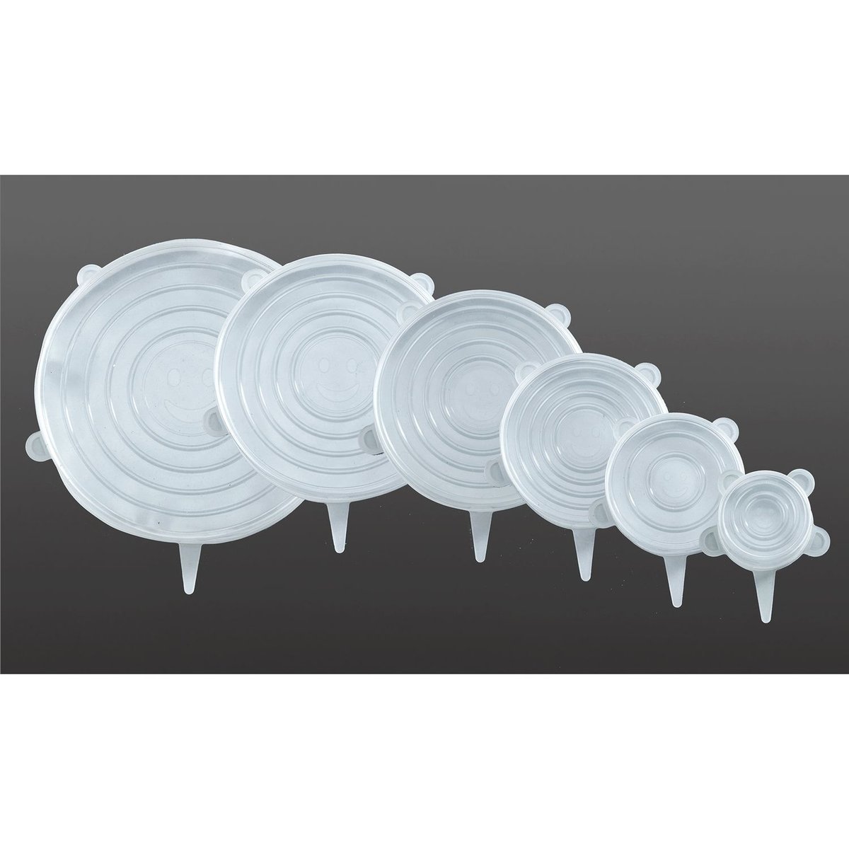 Ensemble de 6 couvres-pots extensibles en silicone STRETCH blanc, WENKO
