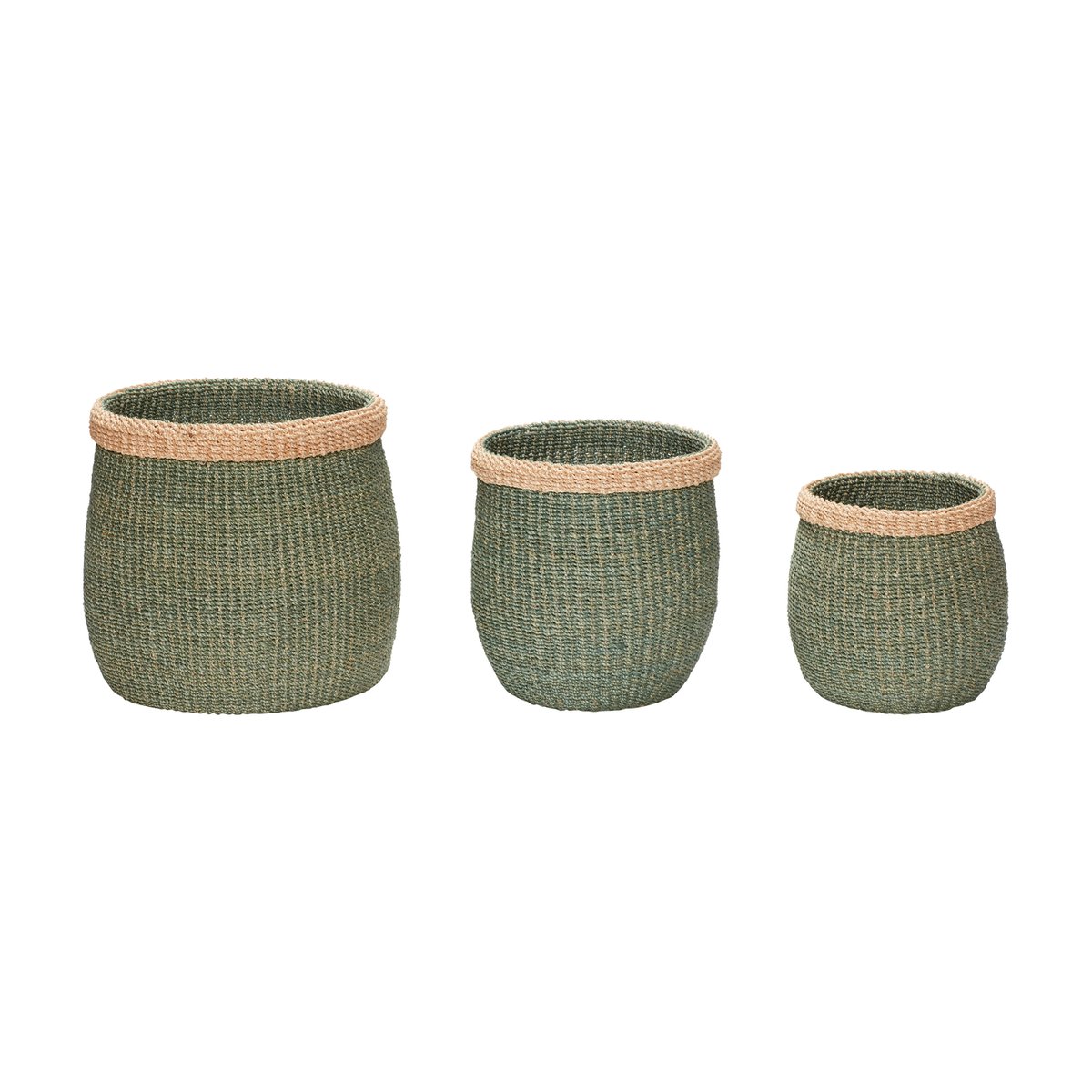 Paniers en abaca MOSS vert/naturel, HUBSCH