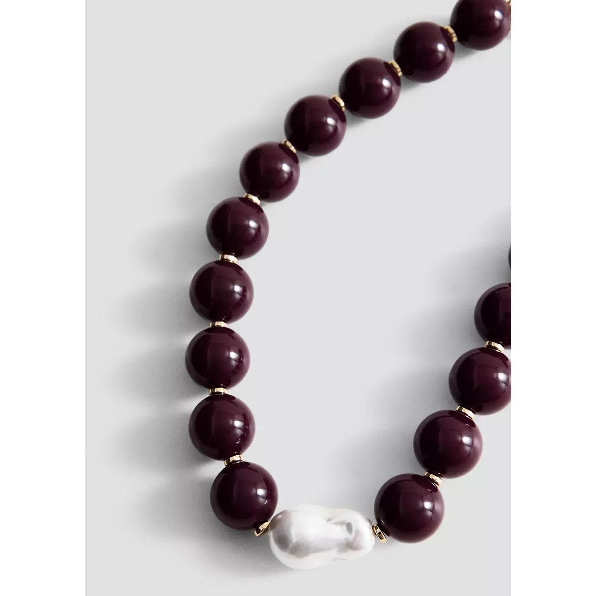 Collier détail perle marron, MANGO