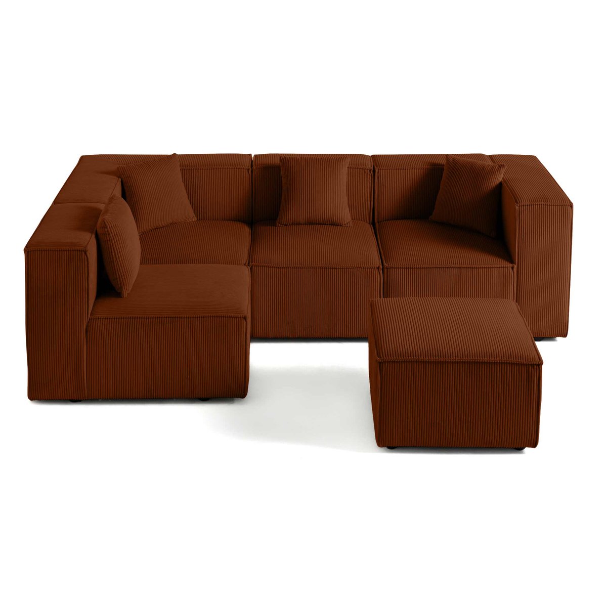 Canapé modulable d'angle gauche velours côtelé, ARTY terracotta, BEST MOBILIER