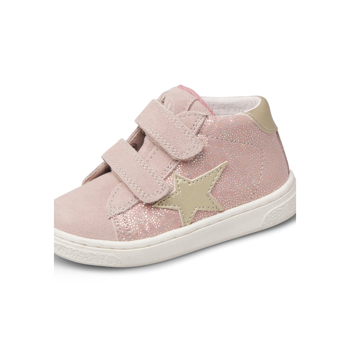 Baskets hautes en cuir et tissu PINN HIGH VL. rose poudré-platine, NATURINO