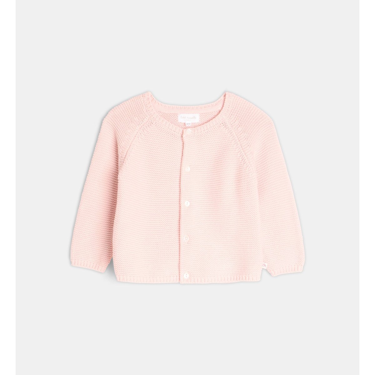 Gilet tousse maille mousse coton bio rose, CADET ROUSSELLE
